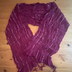 Scarf/Wrap Maroon with Silver